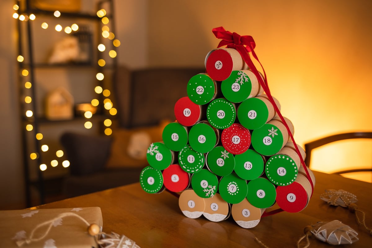 Handmade advent calendar tree decoration